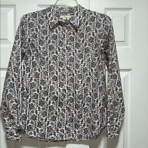 Boden Paisley Floral Button-Down Blouse Top - Size 4P